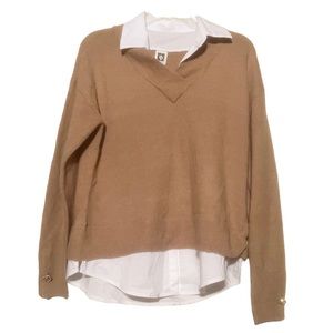 Anne Klein Layered Collared Sweater Top Small